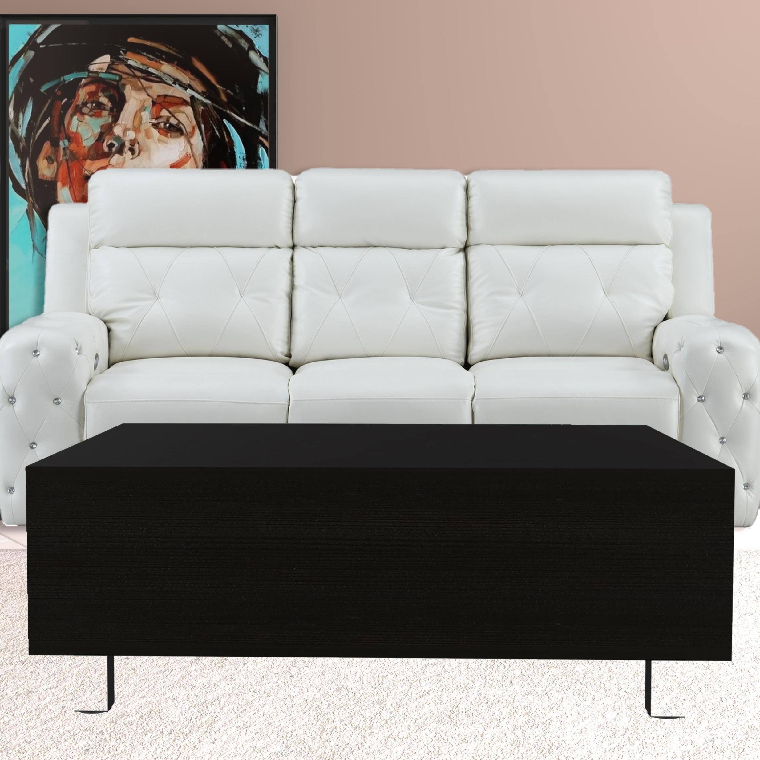 32" Black Manufactured Wood Rectangular Lift Top Coffee Table With